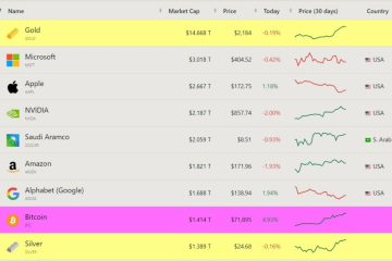 ارزش بازار بیت کوین از نقره بیشتر شد