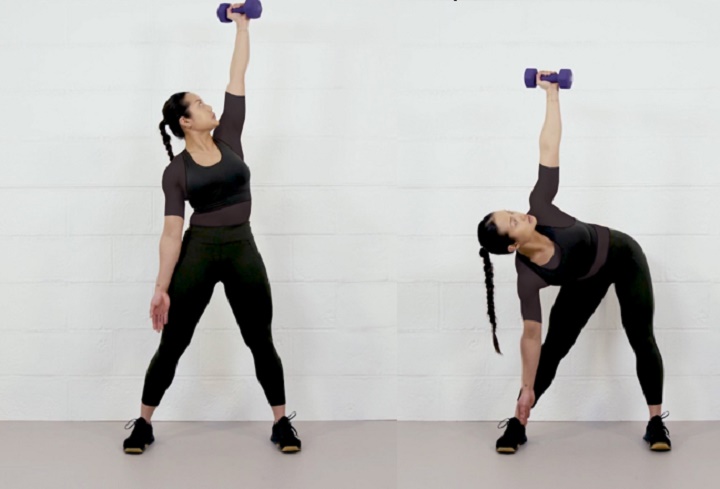 ورزش با دمبل - حرکت آسیاب بادی